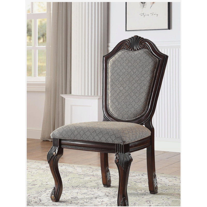 Chaise d'appoint en tissu et finition espresso Chateau De Ville (ensemble de 2)