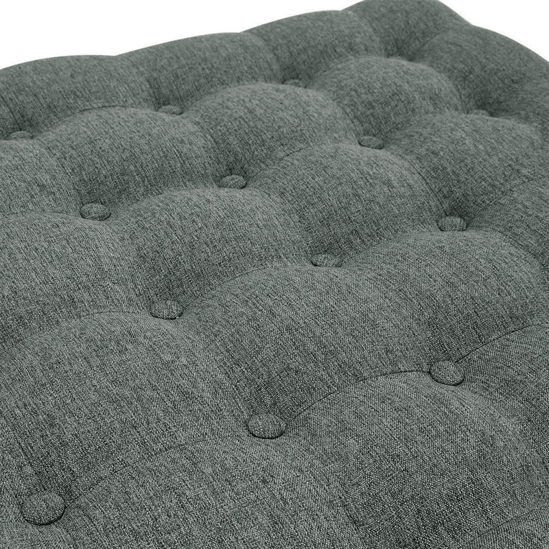 84cm Wide Tufted Square No Pattern Footstool Ottoman