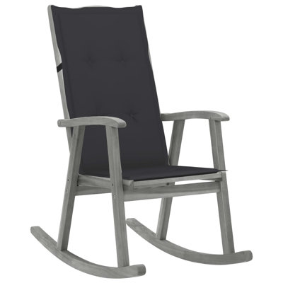 Chaise berçante d'extérieur avec coussins en bois d'acacia massif