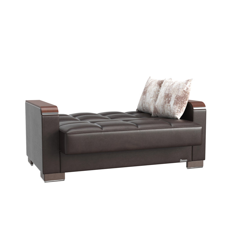 Causeuse rembourrée en bois avec rangement Collection, Brun