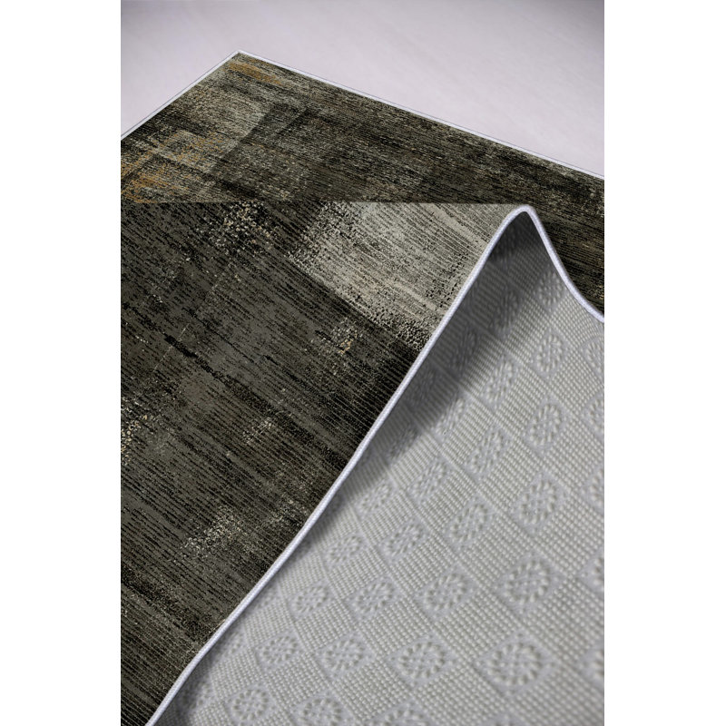 Eco-Friendly Area Rug, Grey, 5.9 x 9.2 Feet | 100% Polyester, 650 g/m², 0.2 in Pile Height | Antibacterial, Non-Slip PVC Dot Underside, Machine Washable, Perfect for Living Room & Bedroom Décor
