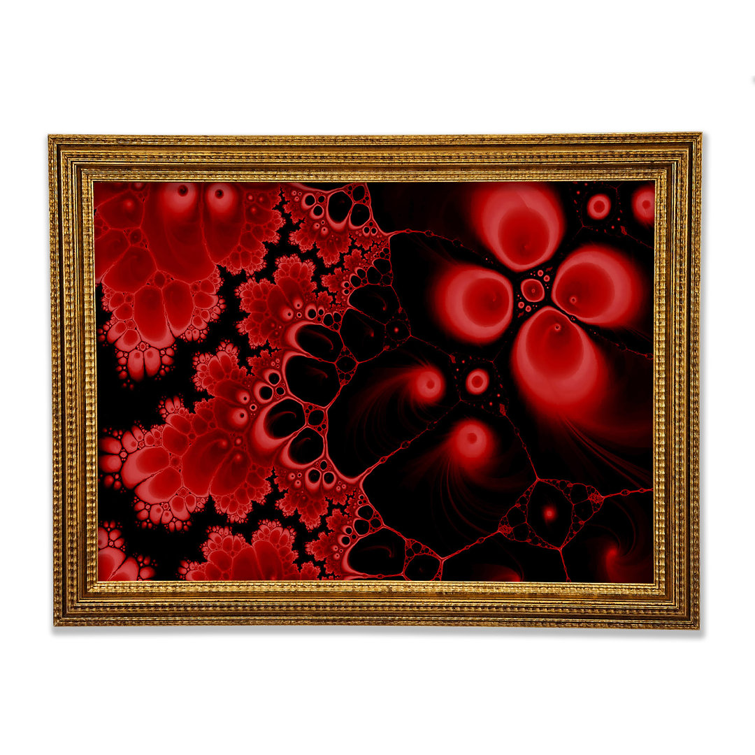 Gerahmtes Wandbild Red On Black Flourish