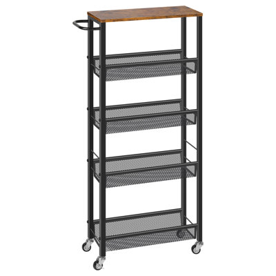5-Tier Narrow Gap Cart - Brown