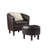 Anges Faux Leather Barrel Chair with Ottoman-954205182