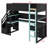 All-In-One Wooden Gaming Loft Bed With Built-In Desk, Storage Stairs & Shelves-1572729452