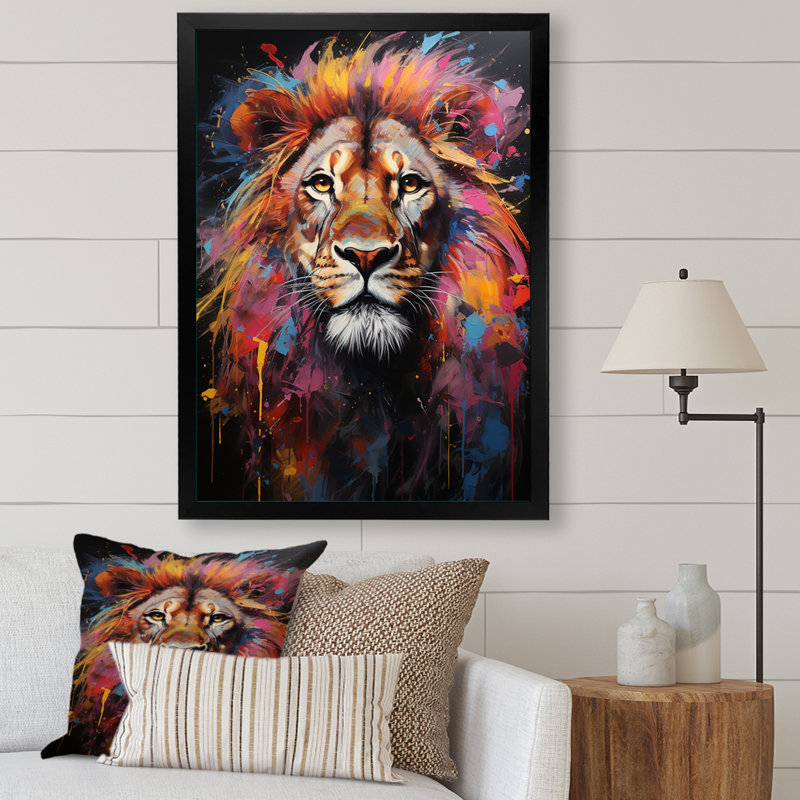 Lion Urban Wild Urban II sur toile, Cadre photo noir, H 40 po x l 30 po x P 1,5 po