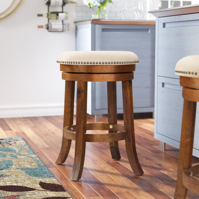 Beedle Swivel Upholstered Counter Stool with Solid Wood Frame