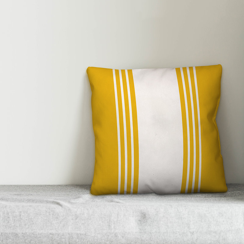 Coussin Farmhouse, 20 po x 20 po, Jaune, Polyester/ Bourre en polyester