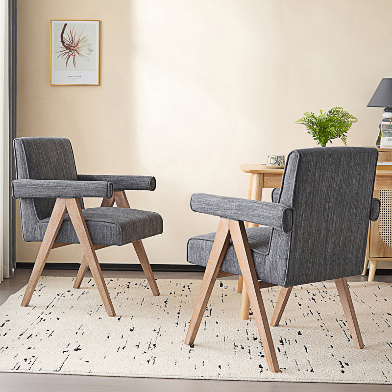 Fauteuil de salle à manger rembourré, Gris foncé