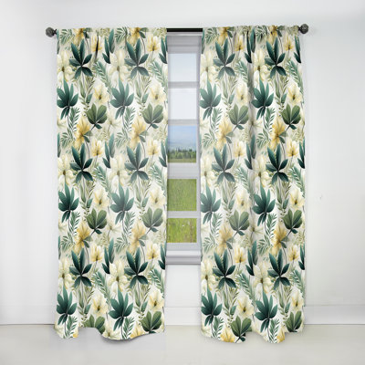 Minimalist Flora Tropical Pattern III - Tropical Velvet Curtain - Room Darkening - 1 panel