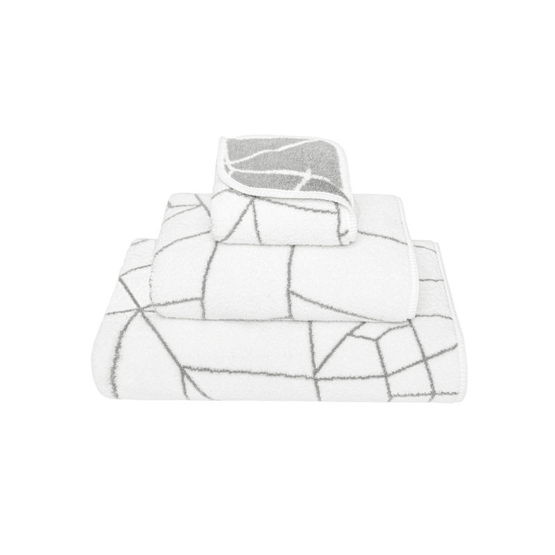 Amalia Fingertip Towel, White/Silver