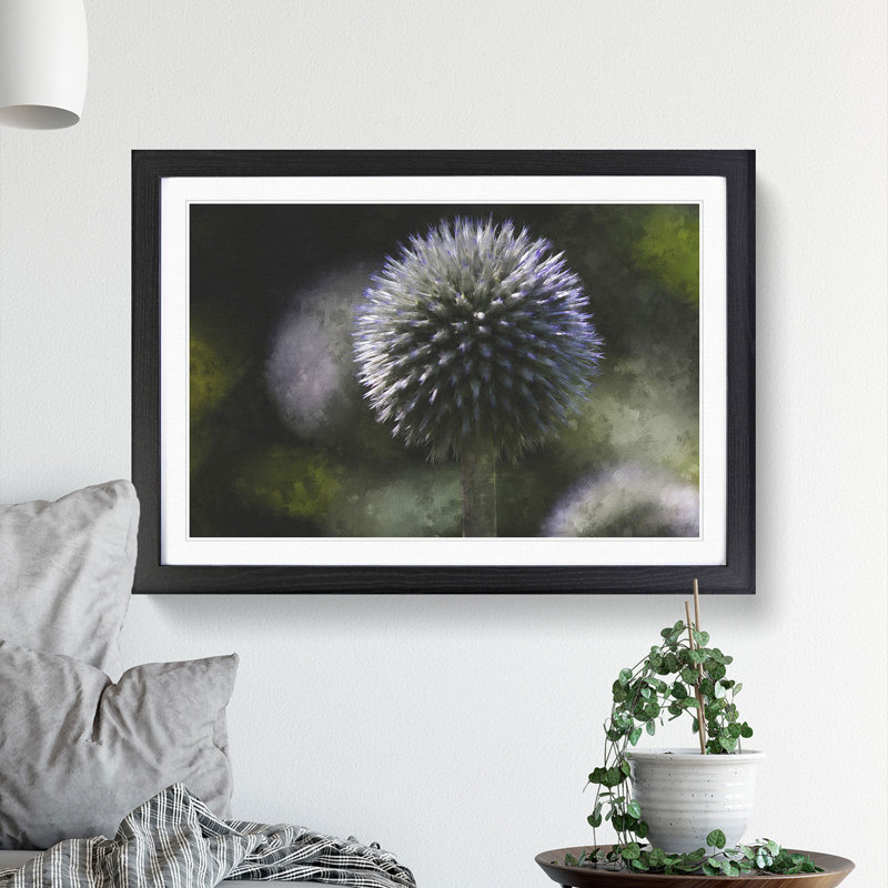 Thistle Flower Vol.4 - Picture Frame Graphic Art, Black, 36cm H x 48cm W x 2cm D
