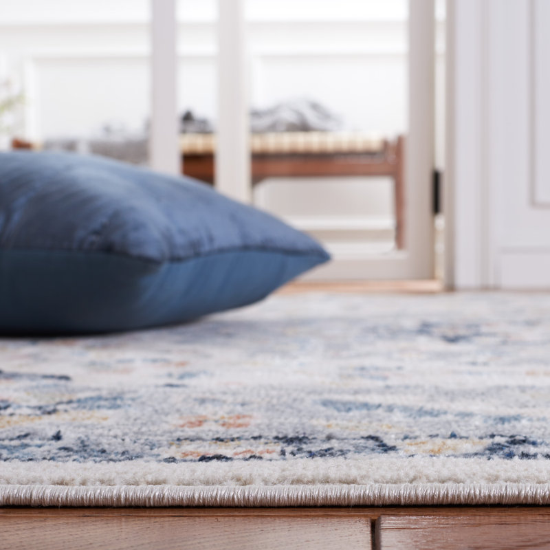 Hults Washable 204 Area Rug in Beige/Gray/Navy, Rectangle 4' x 6'