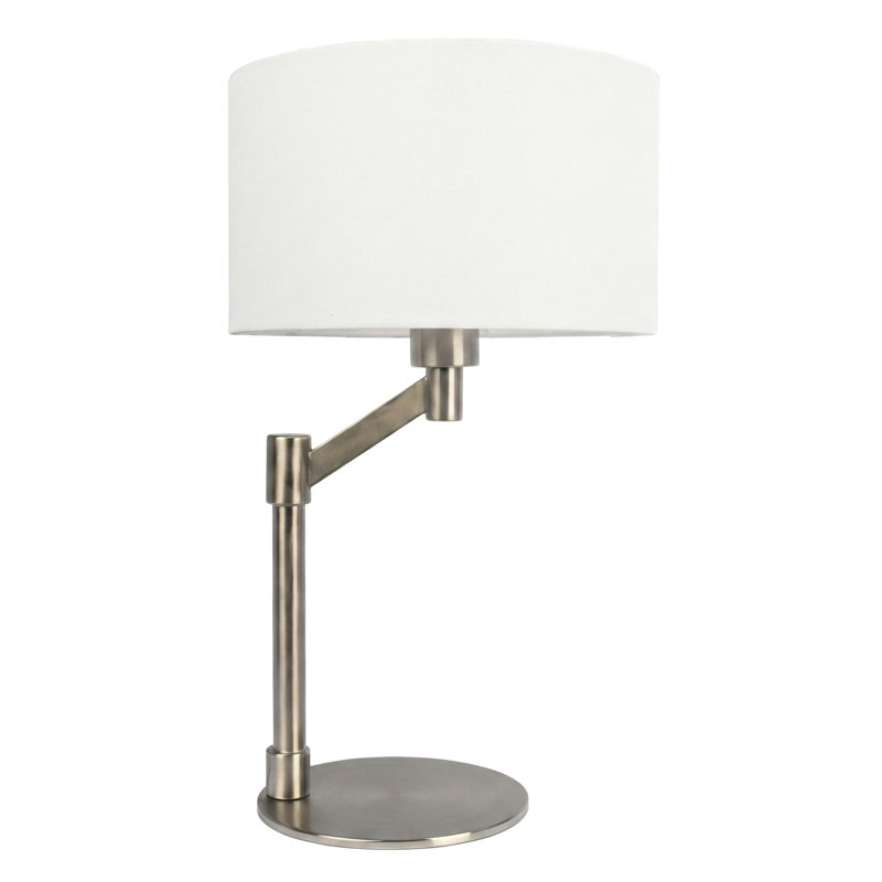 Lampe de table avec abat-jour incurvé et finition en nickel brossé Adstalla