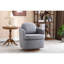 Chaise ergonomique en tissu de lin avec base en bois massif et fonction pivotante avec pieds ronds décoratifs bleus-527352799
