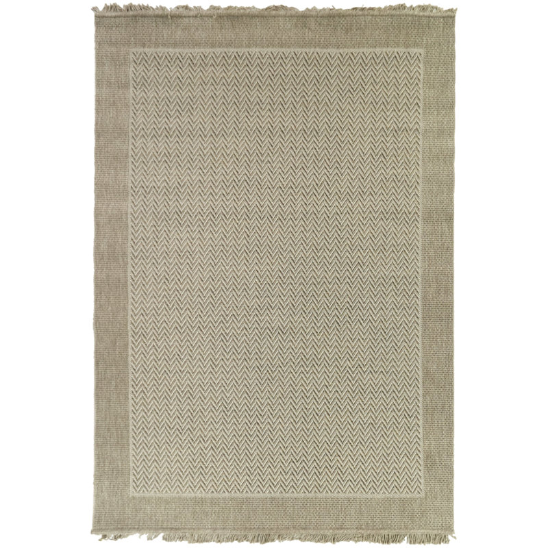 Tapis intérieur / extérieur à chevrons beige / ivoire Wymer, Rectangle 7 pi 10 po x 10 pi