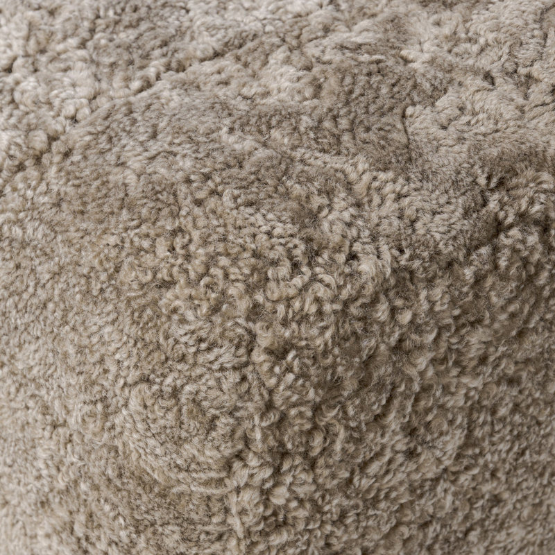 Oslo Ottoman, Taupe Shearling, Worn Oak