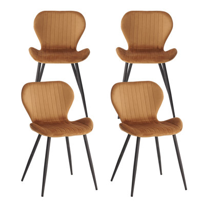 Velvet Dining Chairs Set of 4, Upholstered Kitchen Chairs for Living Room with Metal Legs,