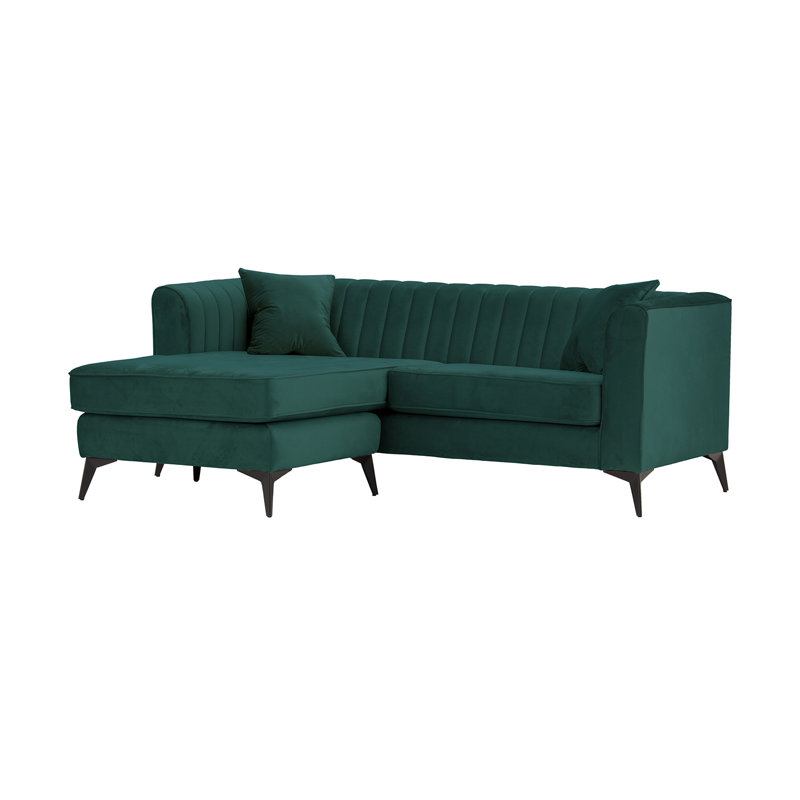 Adryen 5 Seater Velvet Corner Sofa , Green