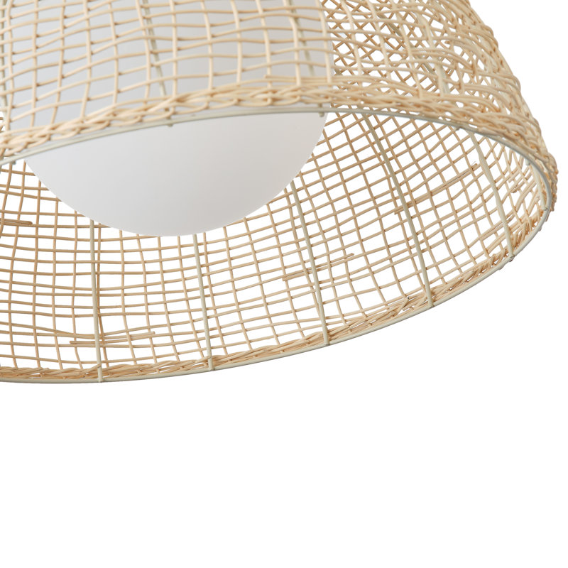 1-Matte white iron dimmable rattan pendant light