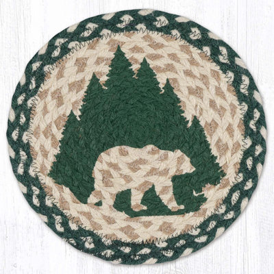  Nature-Inspired Grizzly Bear Round Jute Trivet