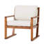 Fauteuil club moderne en bois à dossier à lattes - brun