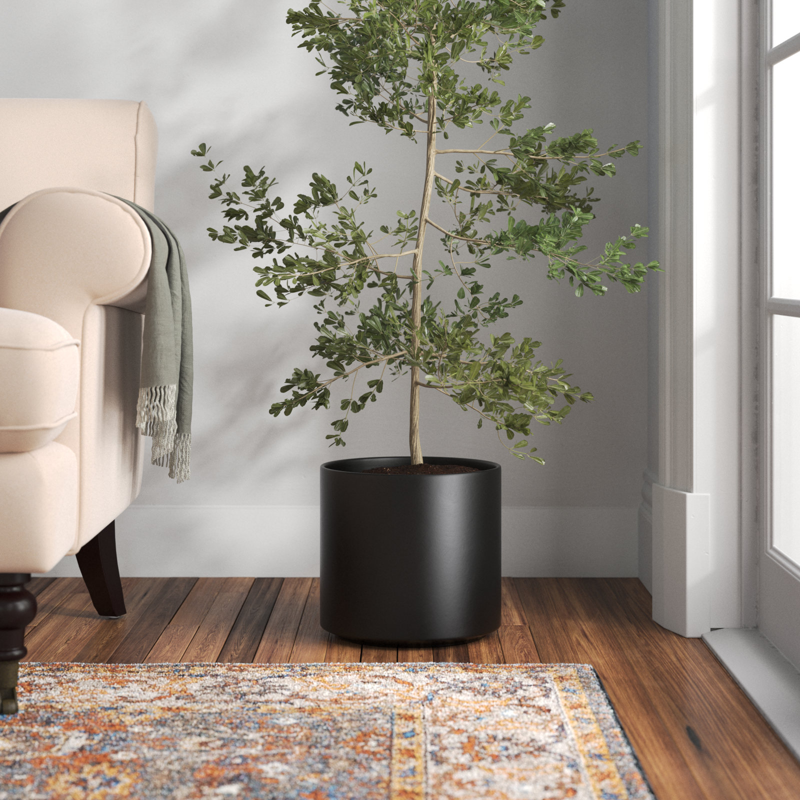 Keyes 13" Ceramic Pot Planter, Black, 12" H x 13" W x 13" D