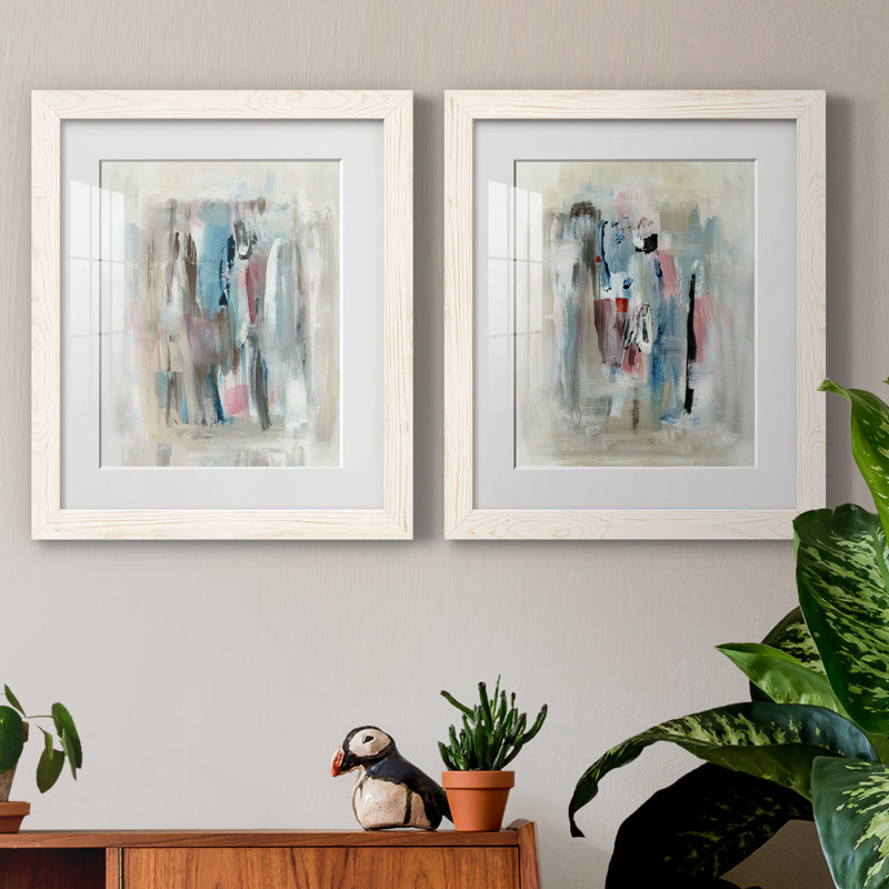 «Rain Shadow I», ensemble de 2 reproductions d'art, H 20 po x l 17 po x P 1 po, Papier encadré blanc, Blanc