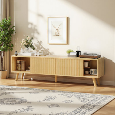 63" Scandinavian Style Tv Stand With Adjustable Shelves, Media Console For Tvs Up To 70" by George Oliver