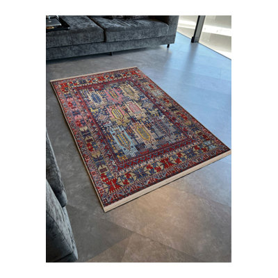 Tapis décoratif rétro multicolore rétro bourgogne