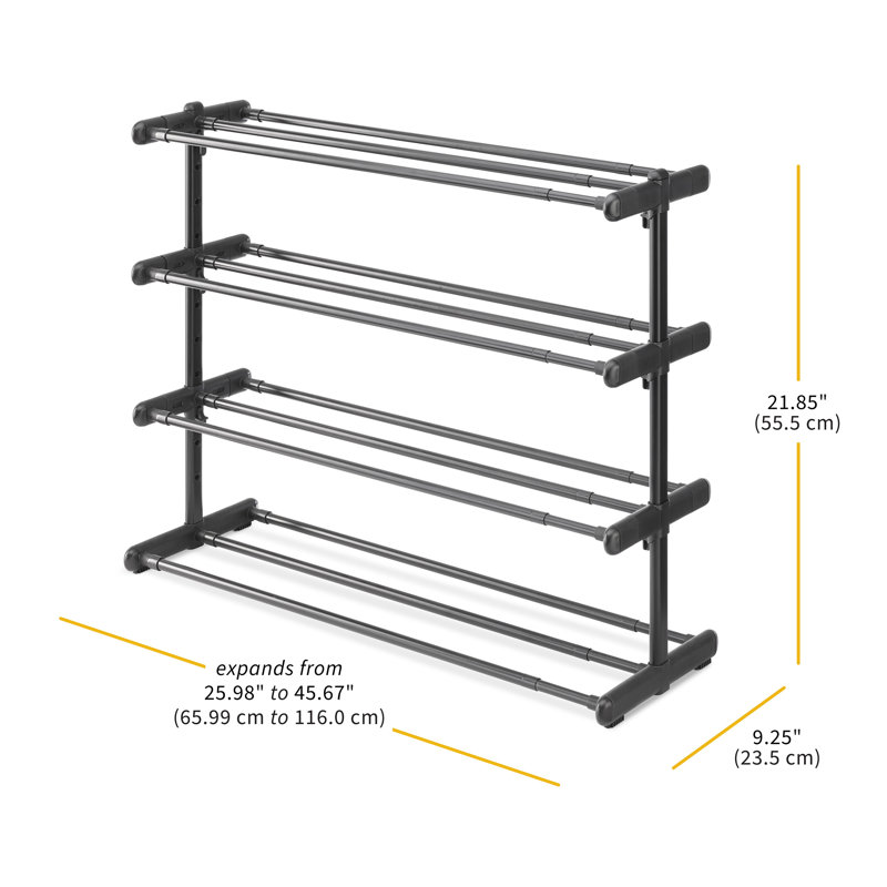 Whitmor 4 Tier Expandable Shoe Rack, Black