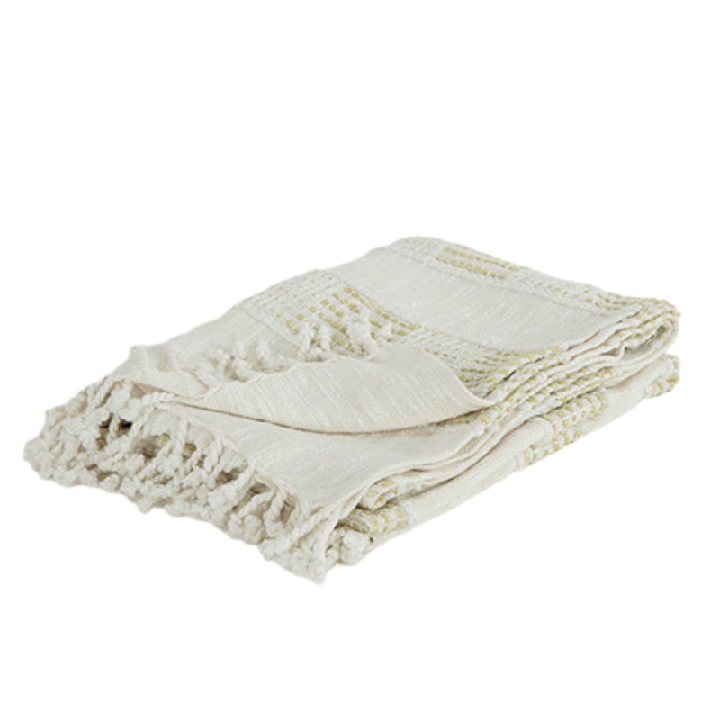 Jeté en coton naturel tissé