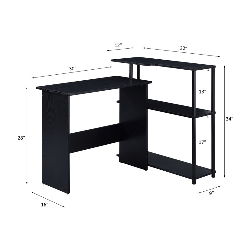 Table d'écriture noire avec une tablette latérale fonctionnelle pour un espace de travail élégant