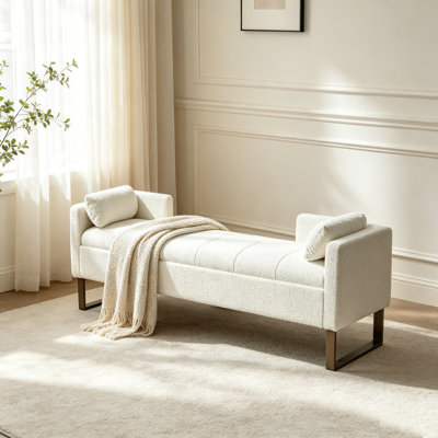 Chaise longue en chenille 63,98 "avec assise profonde, structure en bois massif et chaise longue rembourrée surdimensionnée avec coussin lombaire