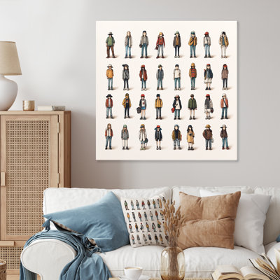 Grey People Patchwork Childrens Art III - Fractal Metal Wall Art Print