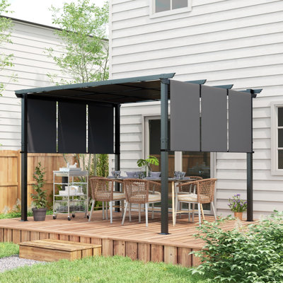 Pergola en métal 10 'x 12' avec auvent rétractable pour patio, terrasse