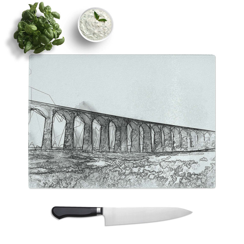 Tempered Glass The Ribblehead Viaduct in Yorkshire in Abstract Chopping Board, 28.5 cm W x 20 cm L