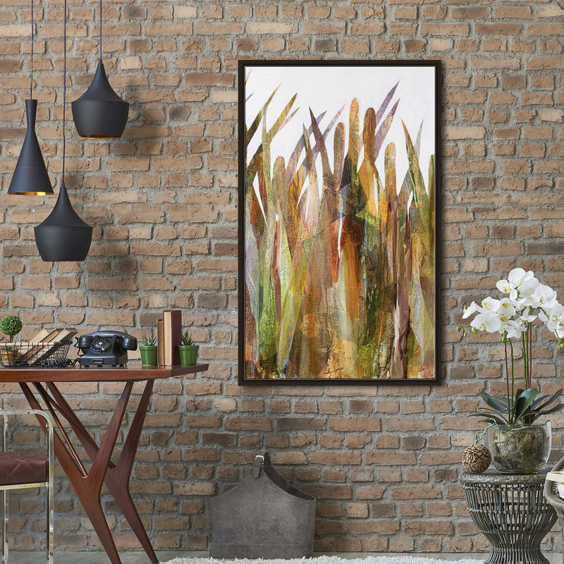Quenouilles II - Peinture, Cadre flottant espresso, H 33,5 po x l 21,5 po x P 2 po