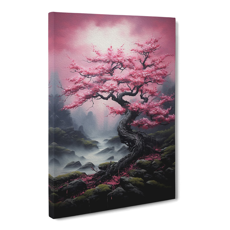 Cherry Blossom Tree Tachisme - Print, 76cm H x 50cm W x 3cm D