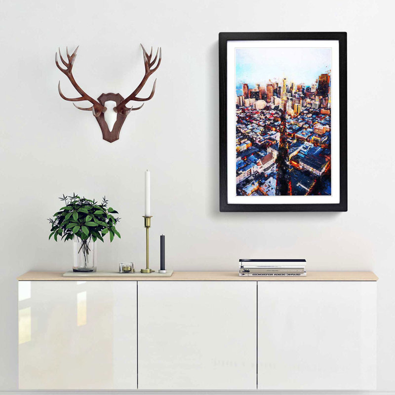 Downtown San Francisco - Picture Frame Painting Print, 48cm H x 36cm W x 2cm D, Black Framed