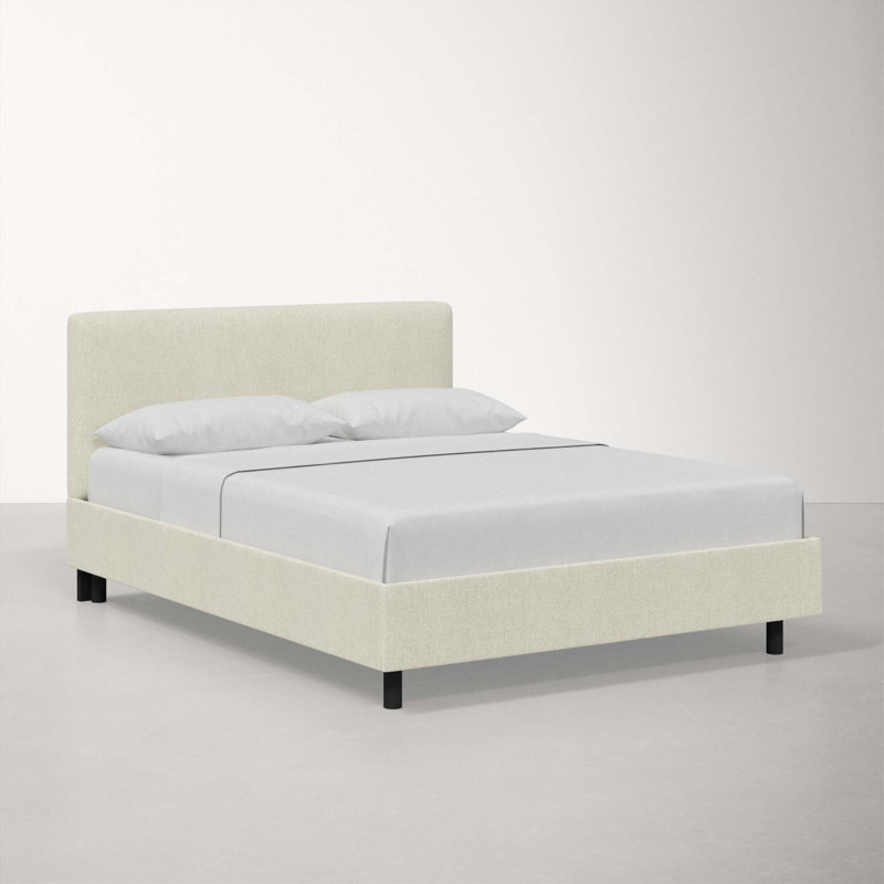 Adrien Upholstered Platform Bed, Twin, Modern Pepper Tweed
