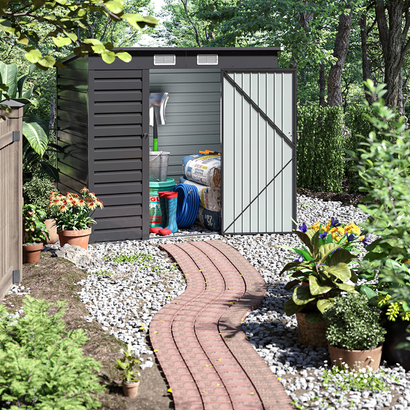 Galvanized Steel Storage Shed, Black
