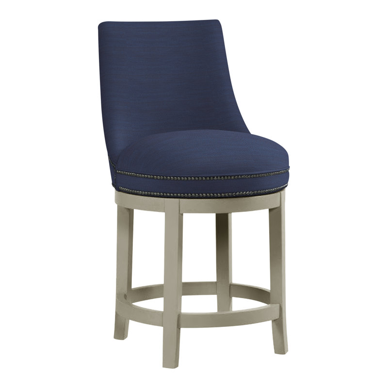 Tabouret de comptoir 26 po Vesper, Amande chamois, Périgold bleu Ishi Jean