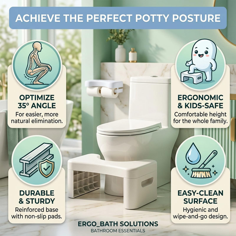 Toilet Step Stool, Toilet Assistance Steps,Bathroom Toilet Stool, Foldable Toilet Stool, Fits All Toilets, Folds for Easy Storage