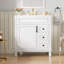 Meuble-lavabo de 30 po avec lavabo en céramique, petite armoire de salle de bain, armoire moderne avec 2 tiroirs et tablette réglable-121018267