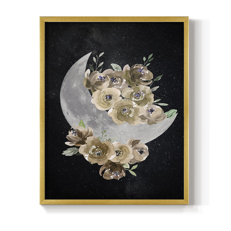 Reproduction encadrée de lune bohémienne - bois massif, H 14 po x l 11 po