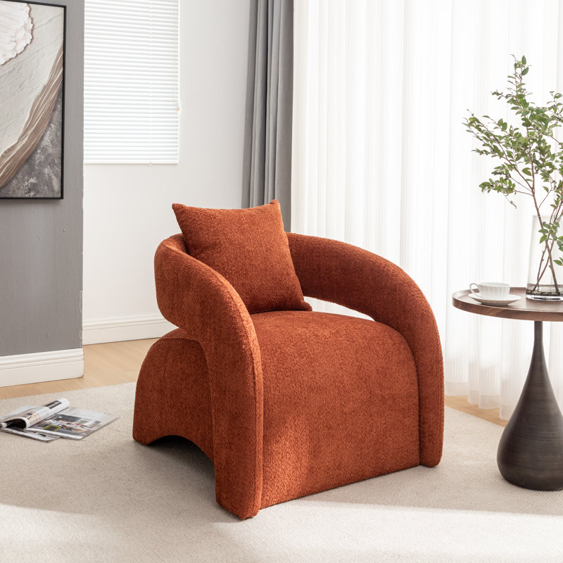 Hijinio Upholstered Armchair, Orange Polyester Blend