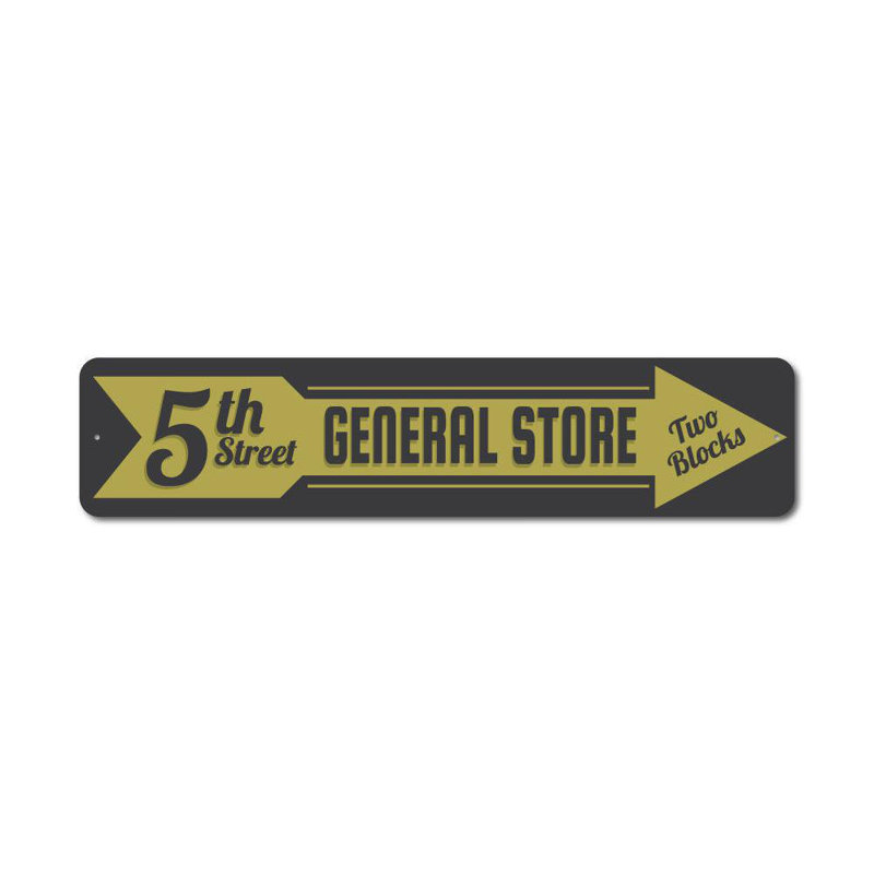 Enseigne en métal General Store, H 6 po x l 24 po x P 0,06 po