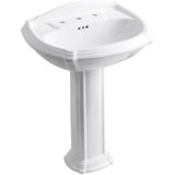 Portrait Ceramic 27" Pedestal Bathroom Sink with Overflow