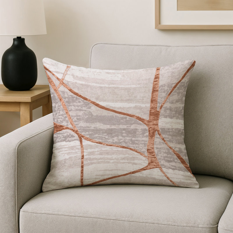 Coussin décoratif intérieur / extérieur gris Modern Modern, Carré 18 po, Gris abstrait 148